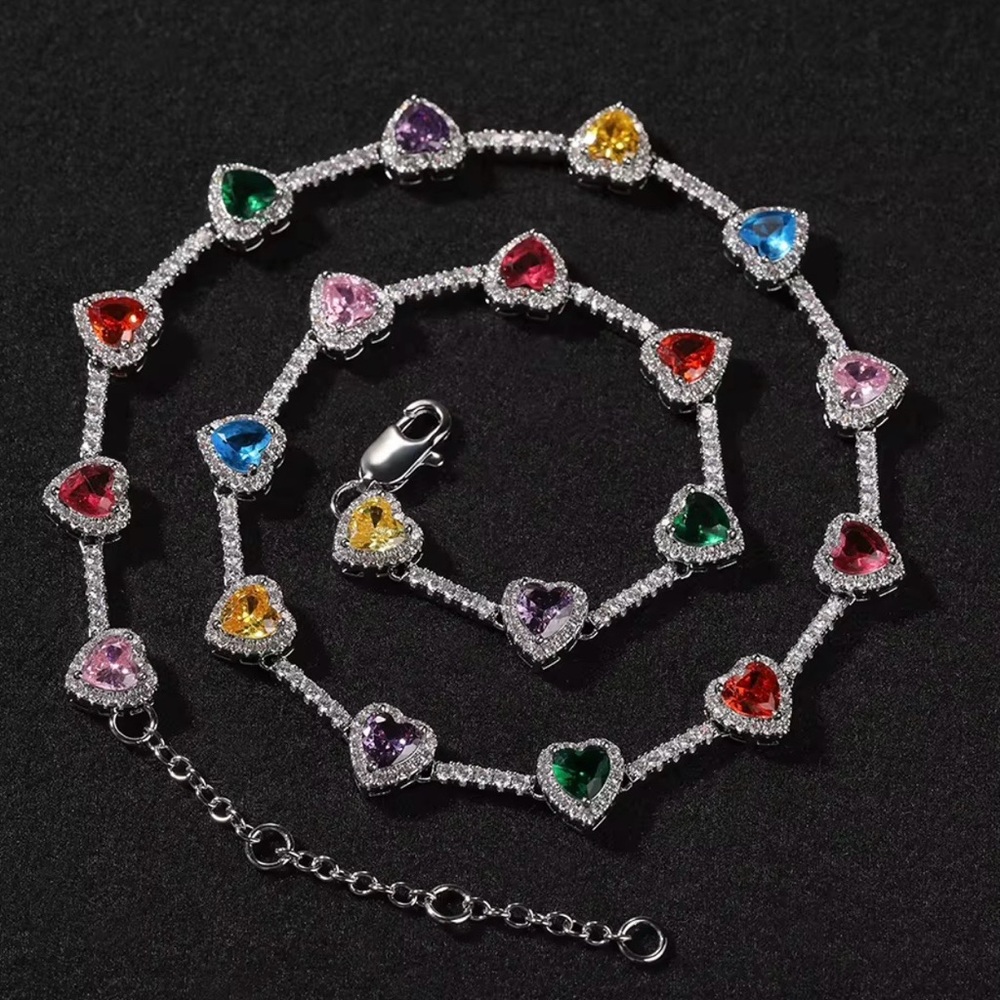 Multicolor Heart CZ Tennis bracelet
